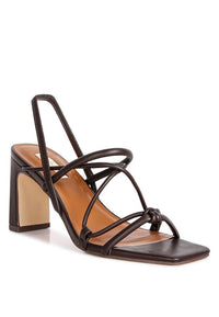 Two String Slingback Mid Heel Block Sandals