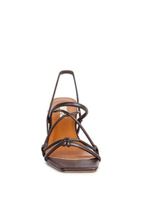 Two String Slingback Mid Heel Block Sandals