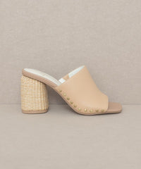 Serena - Studded Raffia Slide Heel