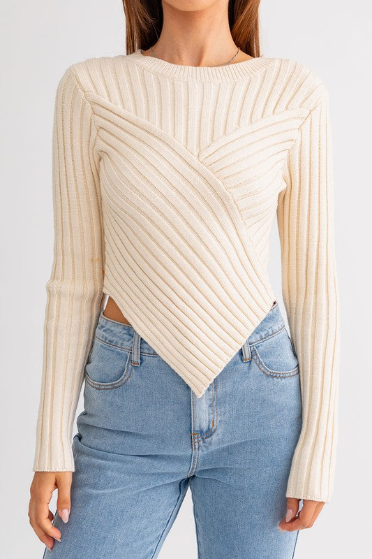 Angled Hem Sweater Top