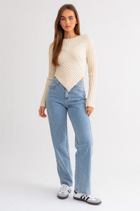 Angled Hem Sweater Top