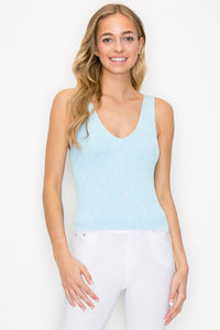 Seamless Reversible Stonewashed Ribbed Tank