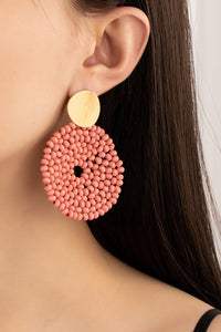 Wood Disk Drop Earrings