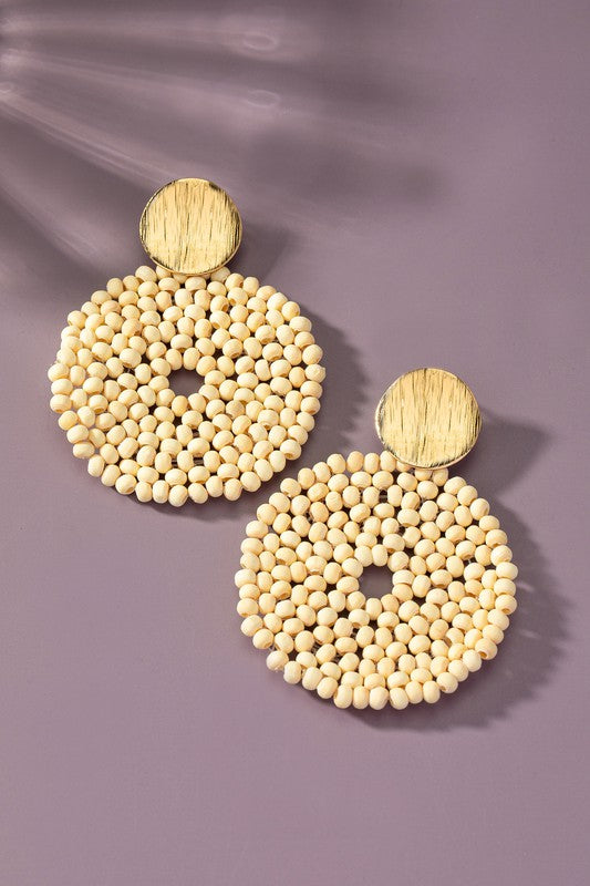 Wood Disk Drop Earrings