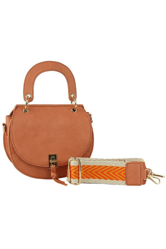 Flap Saddle Satchel Crossbody Bag