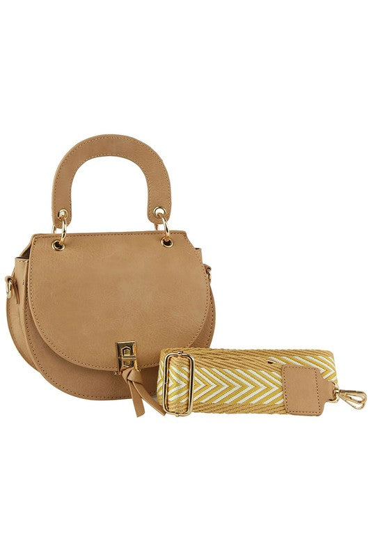 Flap Saddle Satchel Crossbody Bag