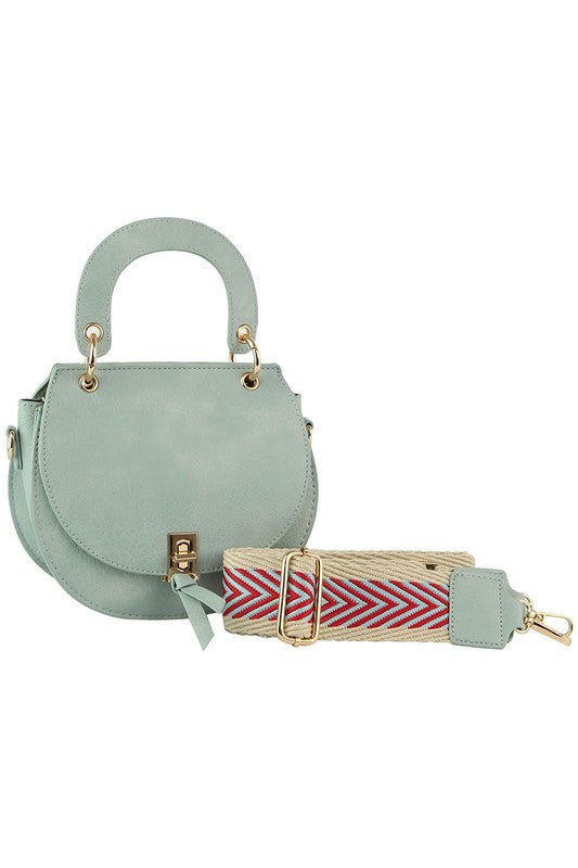 Flap Saddle Satchel Crossbody Bag