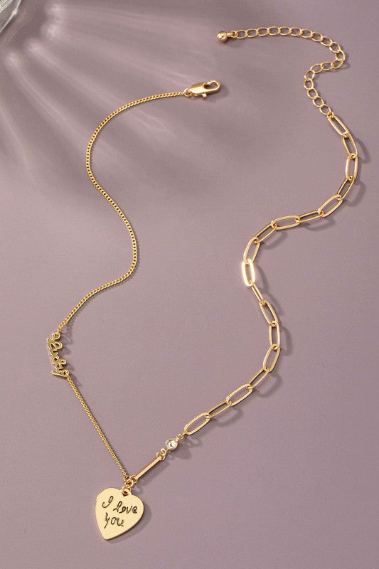 Asymmetrical Heart Chain Necklace