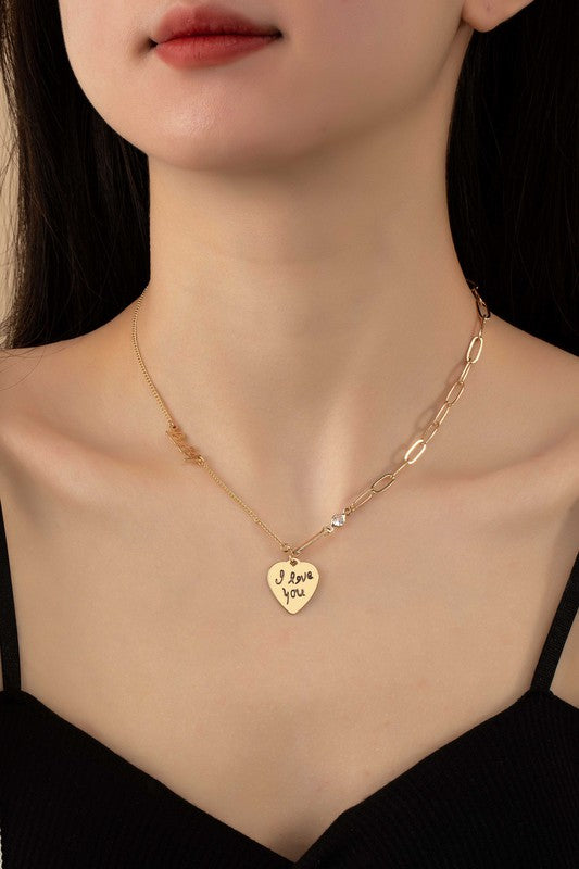 Asymmetrical Heart Chain Necklace