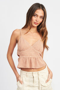 Cropped Side Cut Spaghetti Strap Top