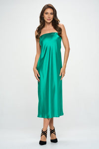 Silky Satin Tube Draped Dress