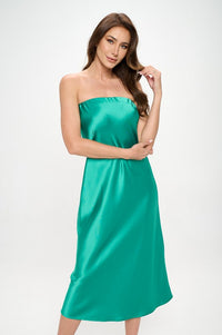 Silky Satin Tube Draped Dress