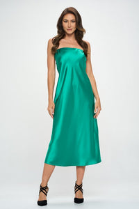 Silky Satin Tube Draped Dress