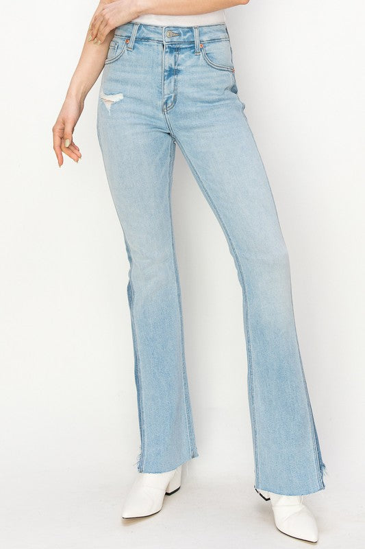 High Rise Boot Cut w/ Color Panel Denim