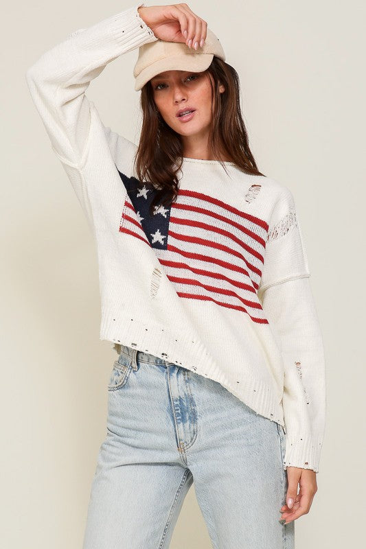 Distressed USA Sweater