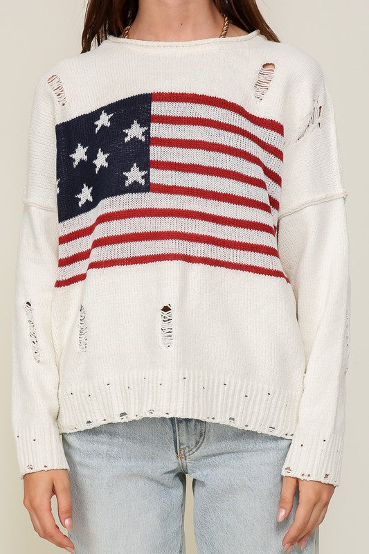 Distressed USA Sweater