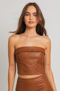 Vegan Leather Corset Tube Top