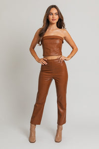 Vegan Leather Corset Tube Top