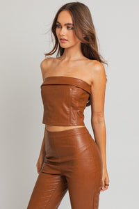 Vegan Leather Corset Tube Top