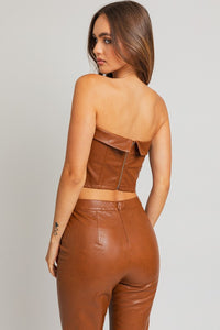 Vegan Leather Corset Tube Top