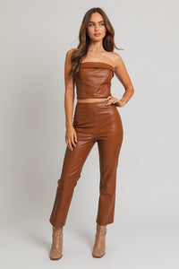 Faux Leather Straight Pants