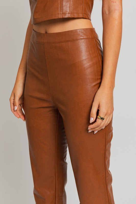 Faux Leather Straight Pants