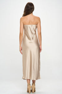 Silky Satin Tube Draped Dress