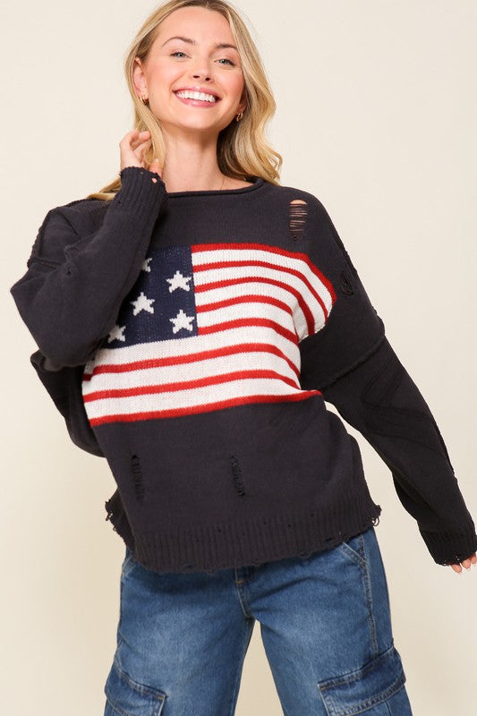 Distressed USA Sweater