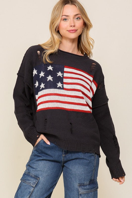 Distressed USA Sweater