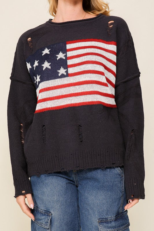 Distressed USA Sweater