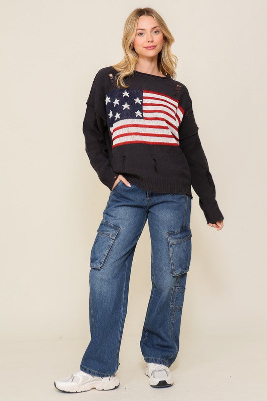 Distressed USA Sweater