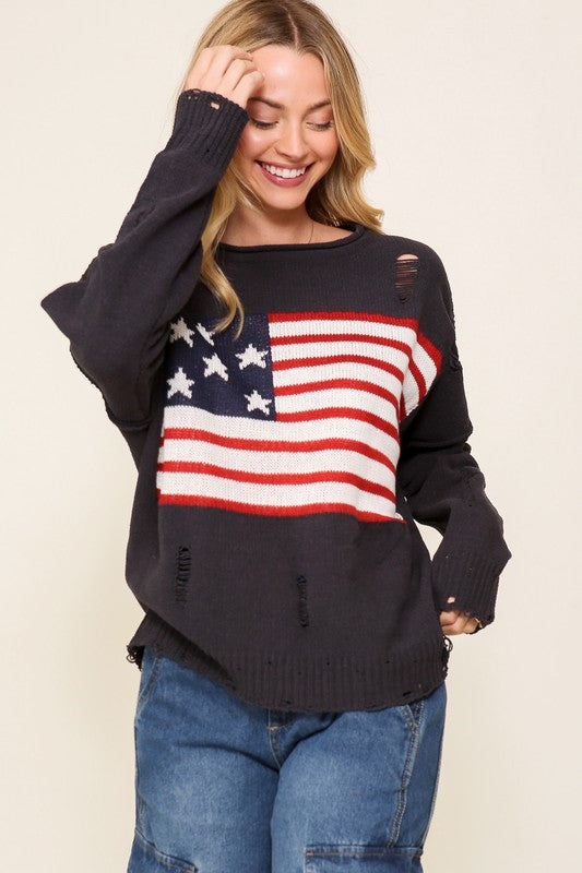 Distressed USA Sweater