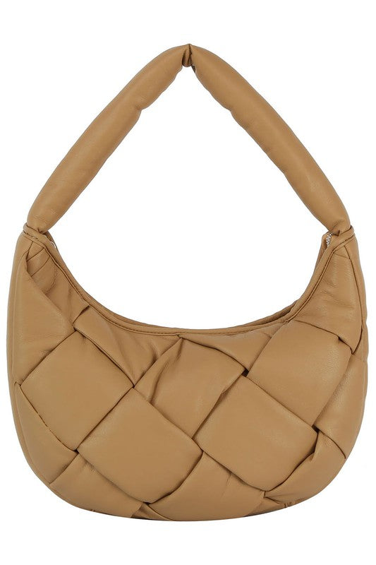 Puffy Woven Hobo Shoulder Bag