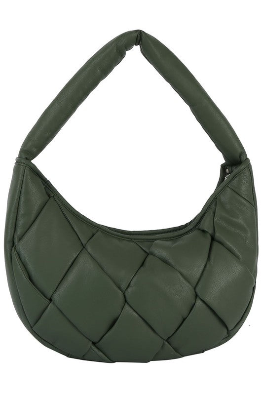 Puffy Woven Hobo Shoulder Bag