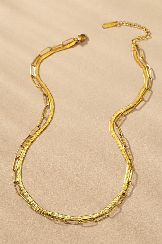 Layla - Paperclip Clip & Herringbone Chain Necklace