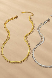 Layla - Paperclip Clip & Herringbone Chain Necklace