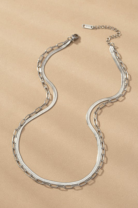 Layla - Paperclip Clip & Herringbone Chain Necklace