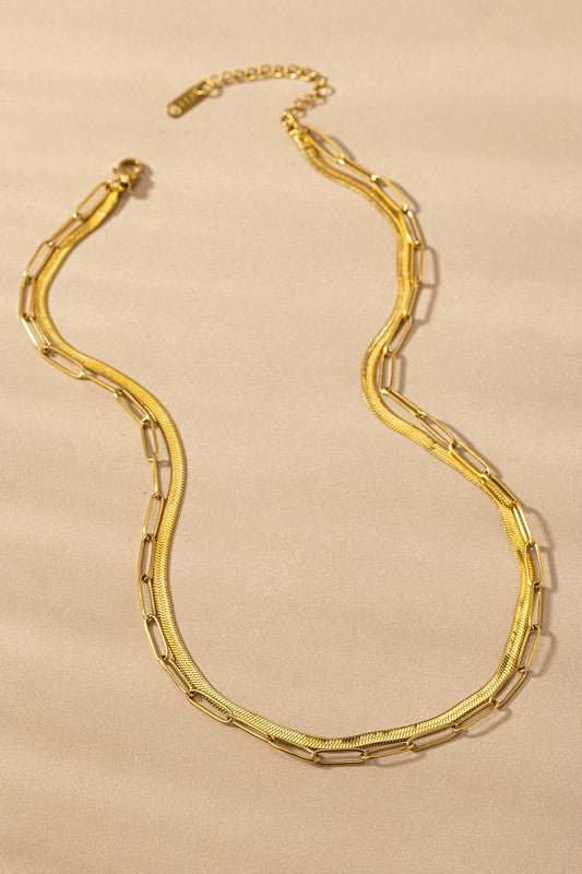 Layla - Paperclip Clip & Herringbone Chain Necklace