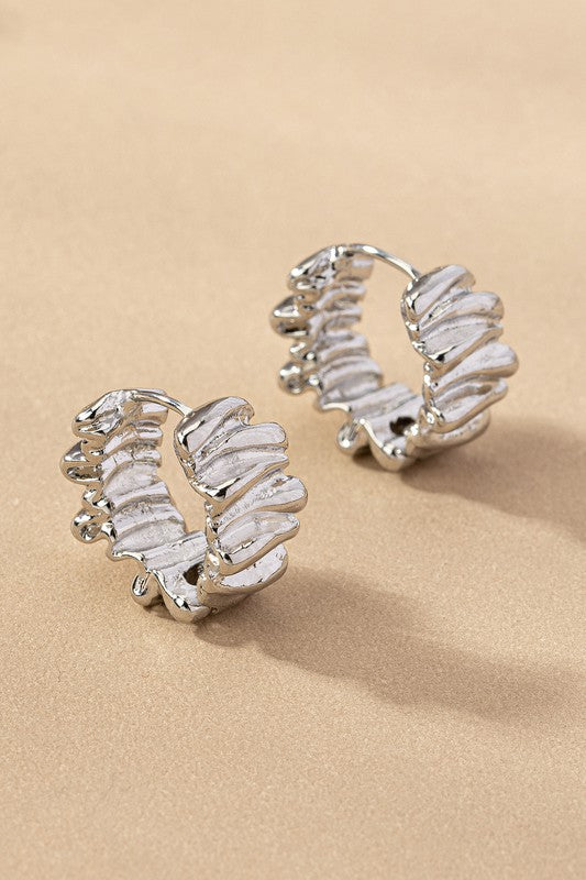 Ruffled Ribbon Huggie Hoop Earrings