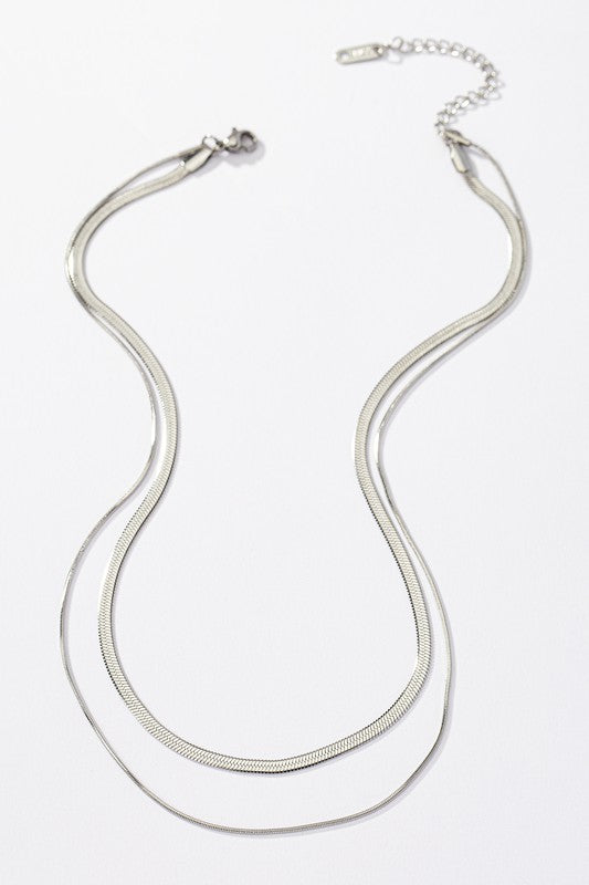 Layered Herringbone Chain Necklace