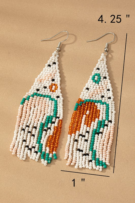 Abstract Beaded Boho Earrings