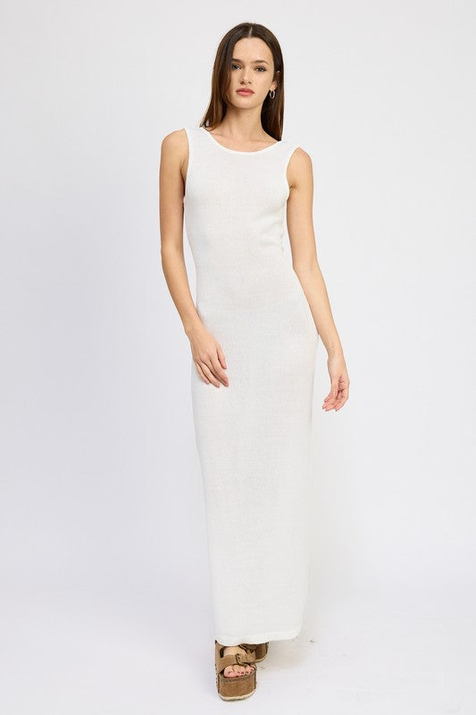 Crochet Maxi Dress with Tie Back Detail