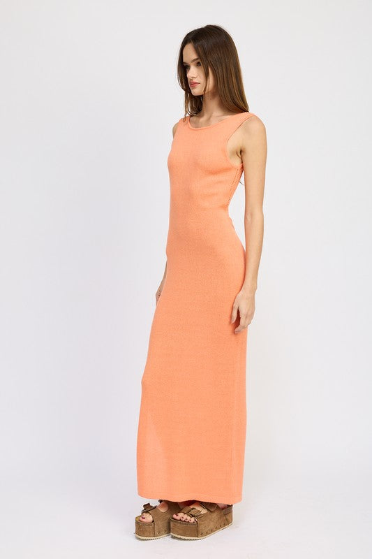 Crochet Maxi Dress with Tie Back Detail