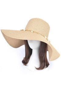 Shell And Pearl Charm Floppy Sun Hat