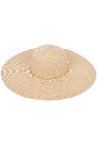 Shell And Pearl Charm Floppy Sun Hat