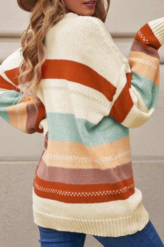 Striped Color Block Knit Sweater