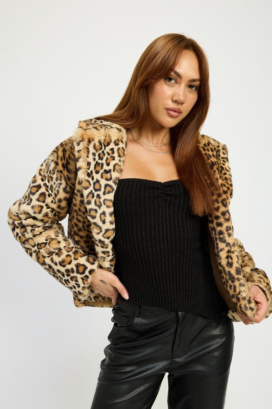 Animal Print Faux Fur Coat