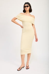 Off-Shoulder Bodycon Sweater Midi Dress