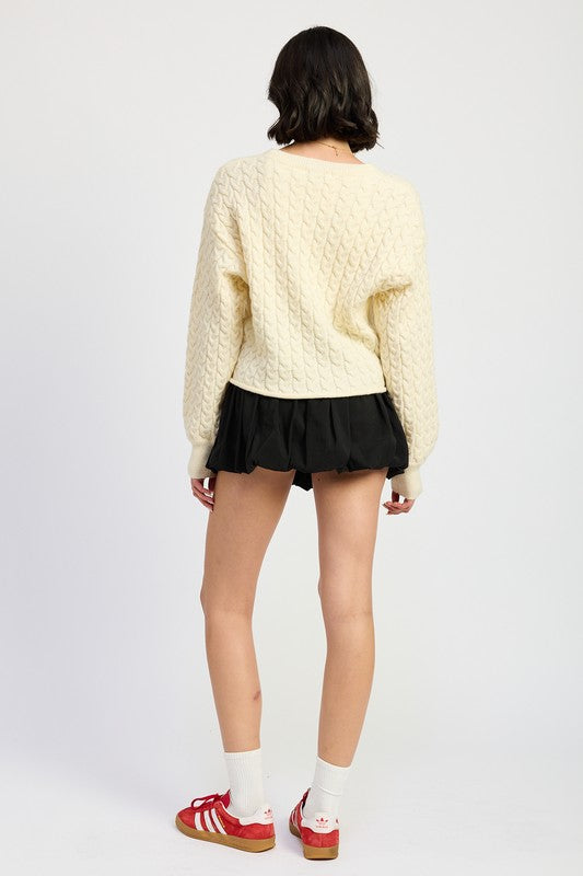 Cable Knit Cropped Sweater