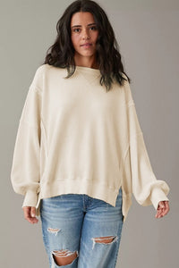 Waffle Knit Oversized Sweatshirt